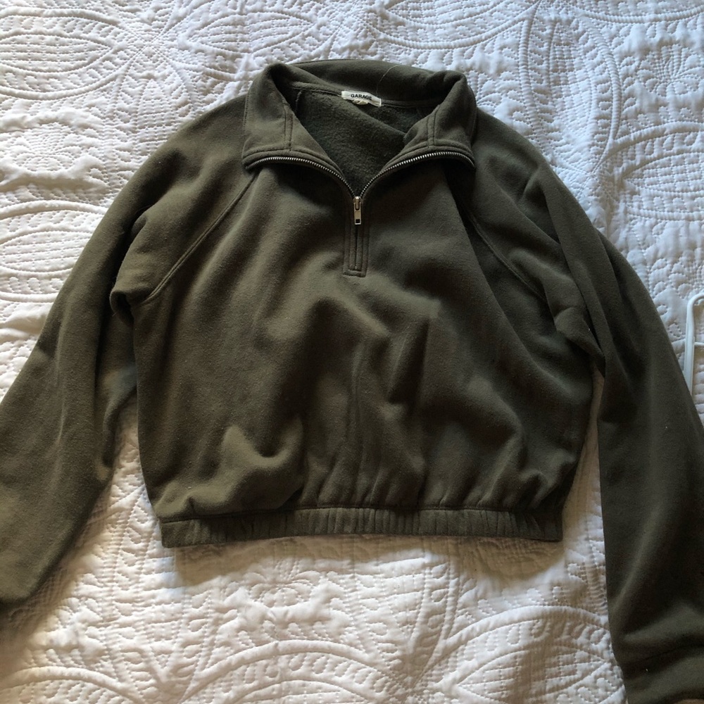 Quarter zip crop sweater